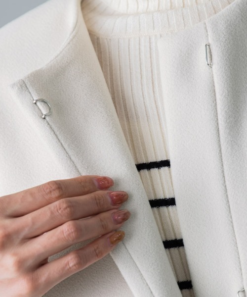 「Pierrot」 ノーカラーコート L オフホワイト レディース_画像9