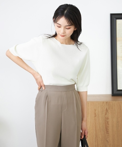 ニット セーター 「接触冷感/UVカット」スゴ機能美ニット スリーブレスブルゾン UNFILO｜【接触冷感/UVカット】スゴ機能美ニット スリーブレス