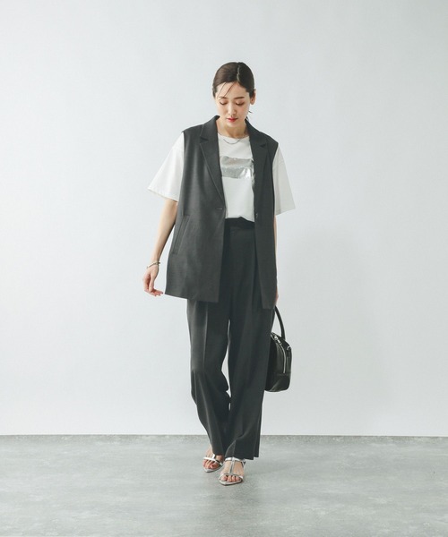 GLOBAL WORK ベスト ジレ お手入れラクラクSET UPジレ/290020