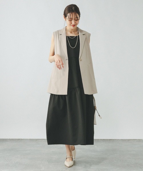GLOBAL WORK お手入れラクラクセットアップ ショート丈 ジレ ブラック GLOBAL WORK｜お手入れらくらくSET UPWジャケット/145442