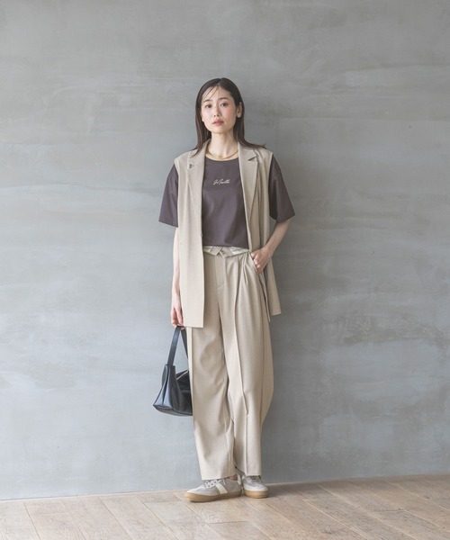 GLOBAL WORK ベスト ジレ お手入れラクラクSET UPジレ/290020