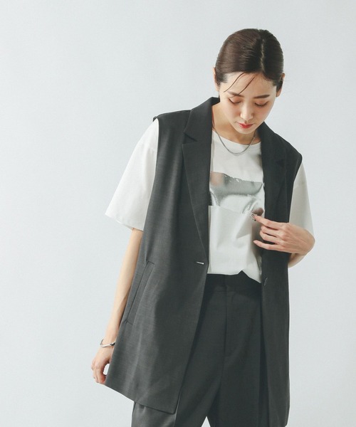 GLOBAL WORK ベスト ジレ お手入れラクラクSET UPジレ/290020