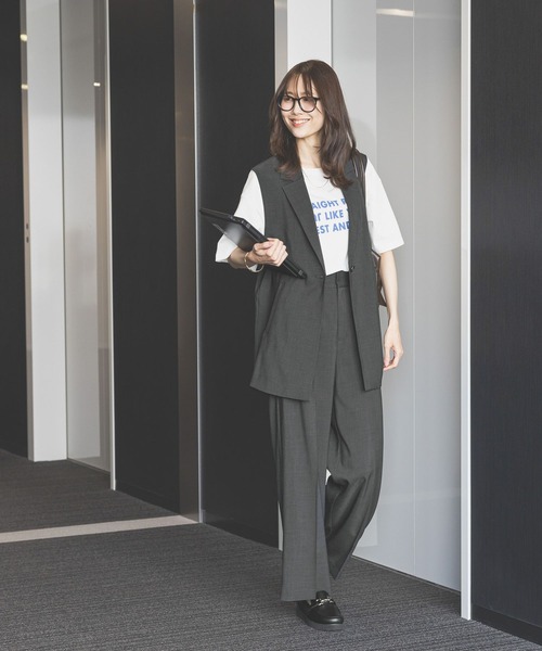 GLOBAL WORK ベスト ジレ お手入れラクラクSET UPジレ/290020