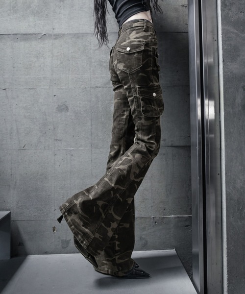 vintage カモフラ　カーゴパンツ SALE】Patchwork Vintage Clothes Camouflage Wide Tapered