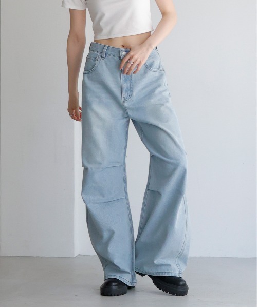 [LIAN] обработка Denim брюки MEDIUM оттенок голубого прочее женский 