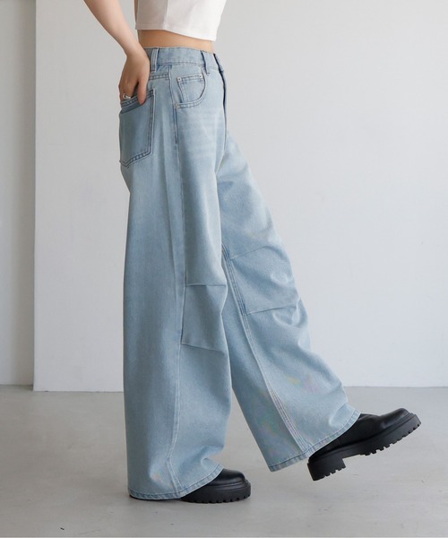 [LIAN] обработка Denim брюки MEDIUM оттенок голубого прочее женский 