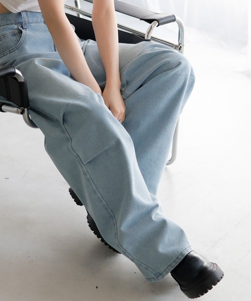 [LIAN] обработка Denim брюки MEDIUM оттенок голубого прочее женский 
