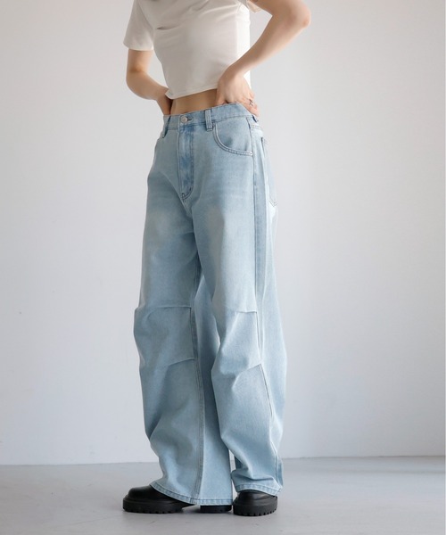 [LIAN] обработка Denim брюки MEDIUM оттенок голубого прочее женский 