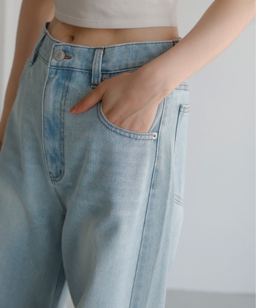 [LIAN] обработка Denim брюки MEDIUM оттенок голубого прочее женский 