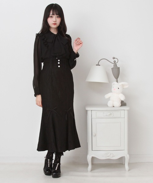 テーラーメイド♥スカート、バケハセット♥黒 DearMyLove スカート 選べるバックリボンマーメイドスカート