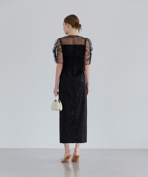 LEJAレジャオープンショルダーチュールストーン IラインドレスMブラック結婚式 Leja（レジャ） ドレス : ZOZOTOWN Yahoo!店 - 通販 - Yahoo!ショッピング
