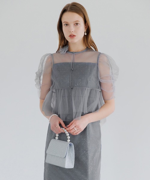 Leja（レジャ） ドレス 「LEJA」チュールフラワーモチーフドット