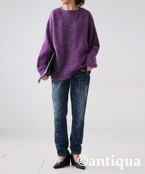 [antiqua] [patterntorso] повреждение обработка Denim брюки X-LARGE оттенок голубого прочее женский 