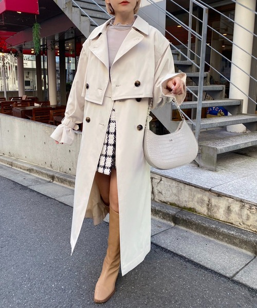 「one after another NICE CLAUP」 トレンチコート MEDIUM ベージュ レディース_画像3