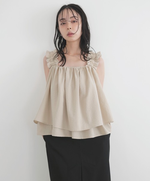 LIAN キャミソール フリルギャザーデザイントップス : ZOZOTOWN