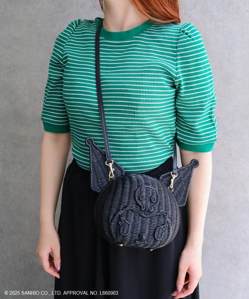 902 美品　クロミ kuromi カゴ トートバッグ カゴバッグ　ハンドバッグ sanrio かごバッグ カゴバッグ サンリオキャラクターズ/クロミ