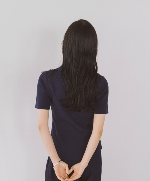 かぐれ✨24SS　ハーフスリーブポロニット　ブラック　リネン　完売品 セール】【LA PEAU DE GEM】halfsleeve polo knit/ハーフ