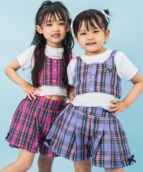ANAP kids（アナップキッズ） パンツ チェック柄プリーツ風キュロット