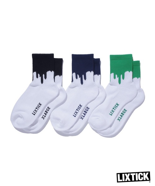 LIXTICK 靴下 XLARGE×LIXTICK DRIP SOCKS 3PACK メンズ