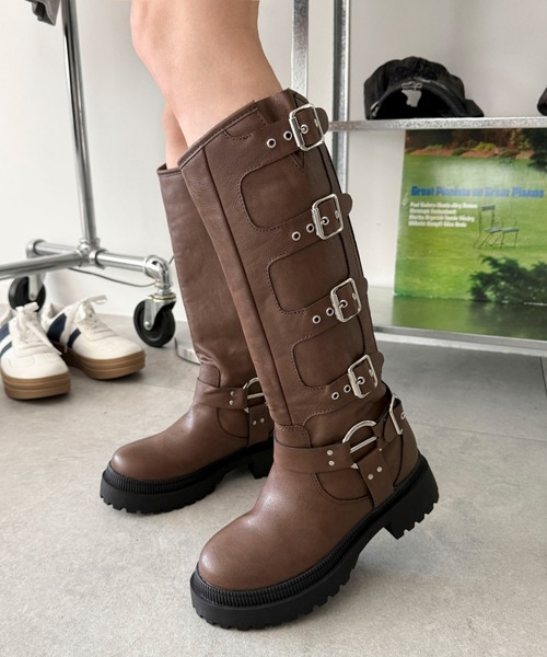 WEGO（ウィゴー） ブーツ WEGO/ハトメベルトロングブーツ レディース
