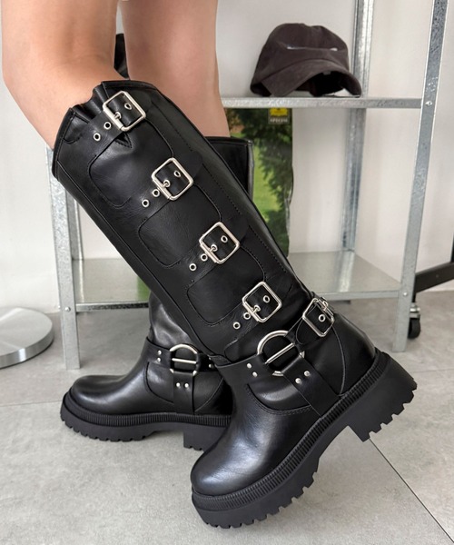 WEGO（ウィゴー） ブーツ WEGO/ハトメベルトロングブーツ レディース