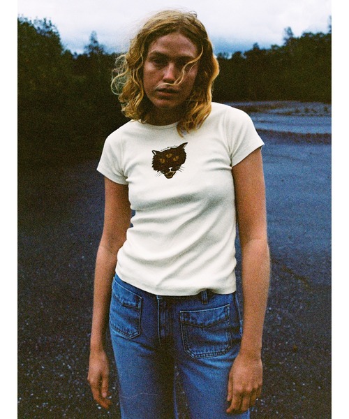 tシャツ Nudie Jeans/ヌーディージーンズ Eve The Cat T-Shirt / Tシャツ / Offwhite レディース