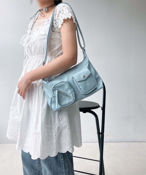 AS KNOW ショルダーバッグ バッグ ダブルポケット エコレザー