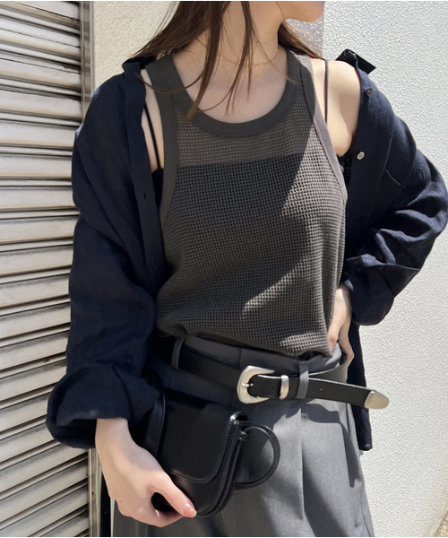 タンクトップ ノースリーブ 「追加」メッシュノースリーブ レディース