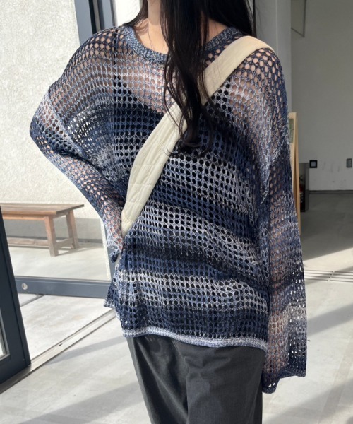 「nemne store」 長袖ニット MEDIUM ネイビー レディース_画像5