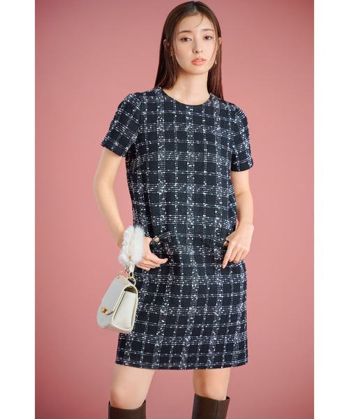 CELFORD（セルフォード） ワンピース ハーフスリーブツイードミニ