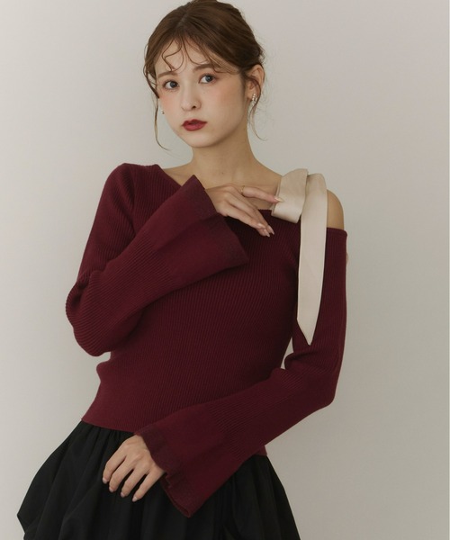 Olu.（オルドット） ニット セーター ショルダーリボンフレアスリーブ