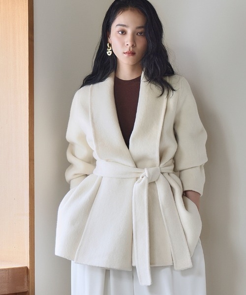 ELFRANK ノーカラーコート コート 「2025AW」「ウール90％＋アルパカ10