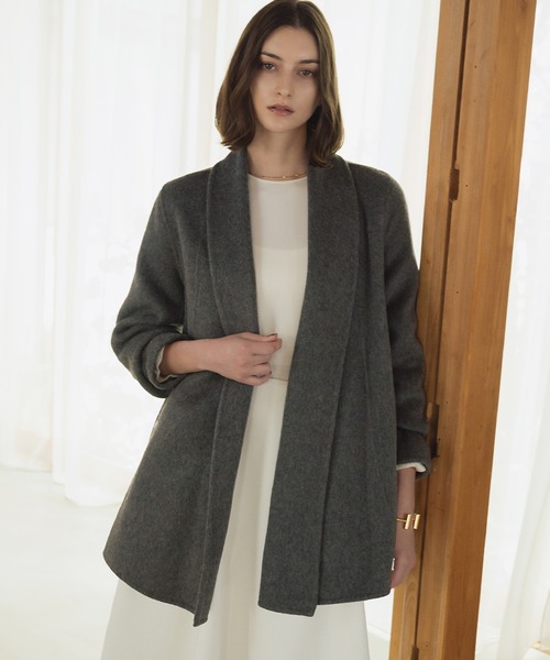 ELFRANK ノーカラーコート コート 「ウール90％＋アルパカ10