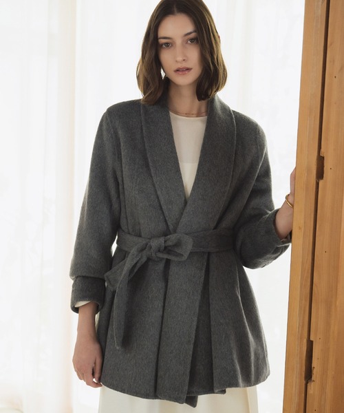 ELFRANK ノーカラーコート コート 「ウール90％＋アルパカ10