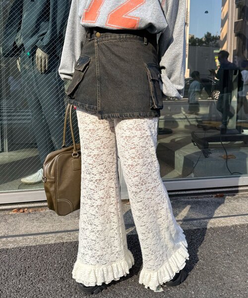 CIAOPANIC(チャオパニック) パンツ 起毛レースフレアレイヤード CIAOPANIC(チャオパニック) パンツ 起毛レースフレアレイヤード