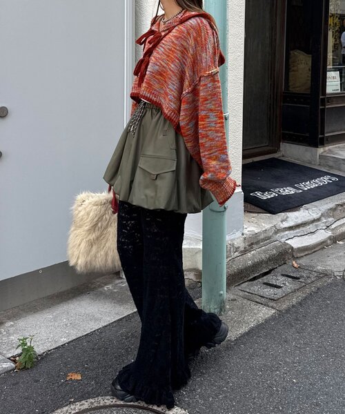 CIAOPANIC（チャオパニック） パンツ 起毛レースフレアレイヤード