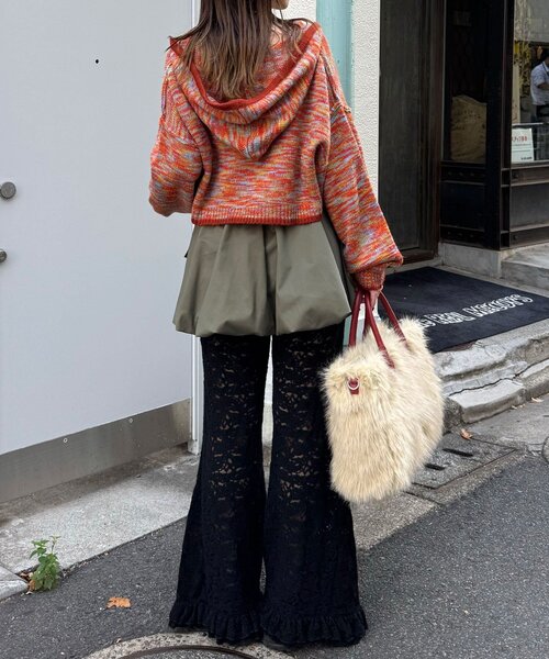 CIAOPANIC（チャオパニック） パンツ 起毛レースフレアレイヤード