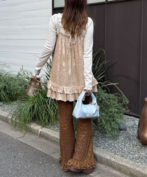 CIAOPANIC（チャオパニック） パンツ 起毛レースフレアレイヤード