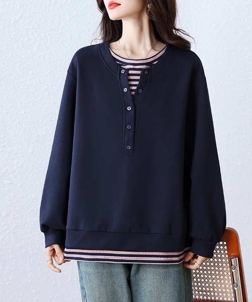 tシャツ ボタン付きレイヤードトップス レディース : ZOZOTOWN Yahoo