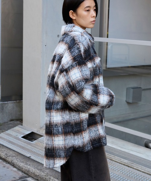 MONO-MART（モノマート） コート アウター シャギーチェック オーバー