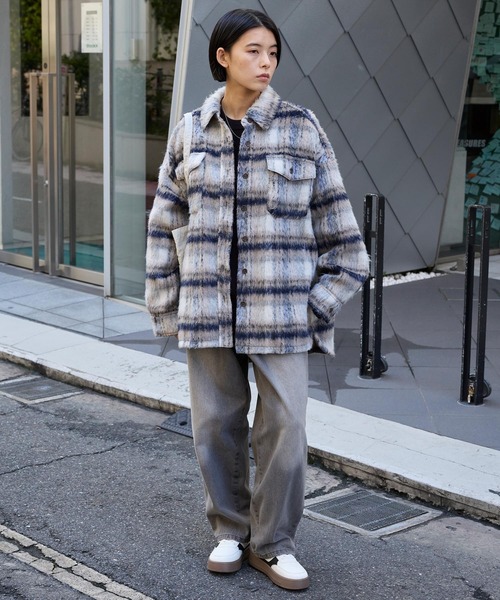 MONO-MART（モノマート） コート アウター シャギーチェック オーバー