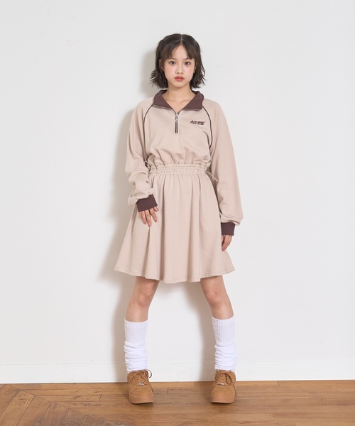 LOVETOXIC ワンピース 長袖トラックワンピース キッズ 子供服 女の子
