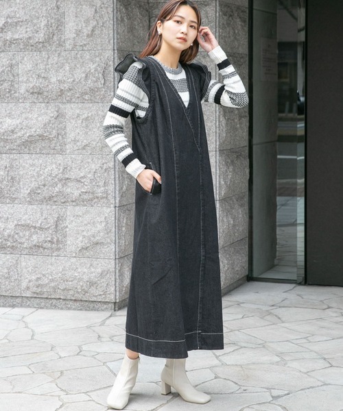 KBF（ケービーエフ） ノースリーブワンピース ONE ブラック レディース