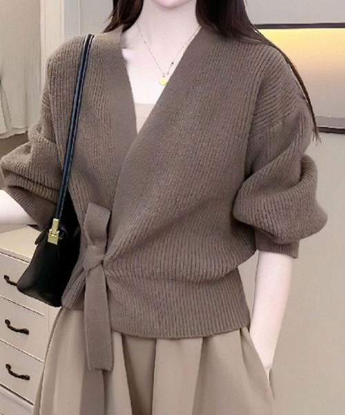 Sally Lunn カーディガン カシュクールリボンニットカーデ レディース