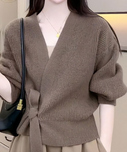 Sally Lunn カーディガン カシュクールリボンニットカーデ レディース