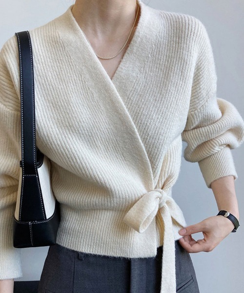 Sally Lunn カーディガン カシュクールリボンニットカーデ レディース