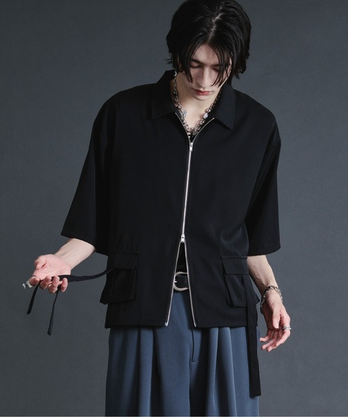 「Ellno Loset」 半袖シャツ SMALL ブラック メンズ_画像5