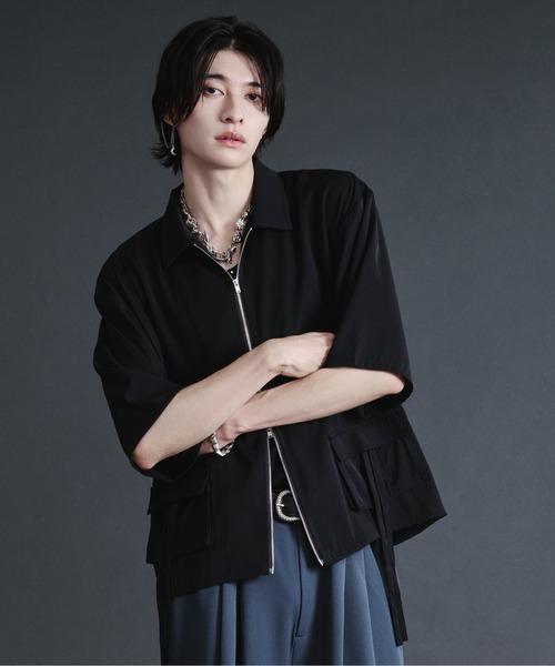 「Ellno Loset」 半袖シャツ SMALL ブラック メンズ_画像6