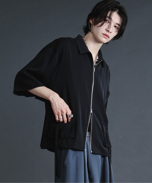 「Ellno Loset」 半袖シャツ SMALL ブラック メンズ_画像7