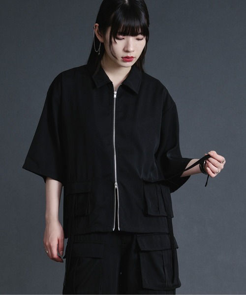 「Ellno Loset」 半袖シャツ SMALL ブラック メンズ_画像8